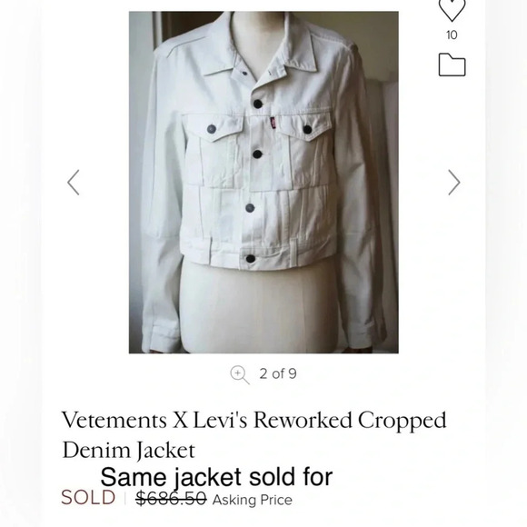 VETEMENTS x LEVIS RE-WORKED CROPPED DENIM JACKET XS *RARE* - Picture 16 of 16